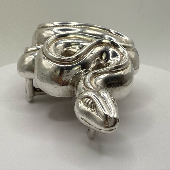 BARRY KIESELSTEIN-CORD STERLING SILVER SNAKE BELT BUCKLE 106 GRAMS 1993 main image 14